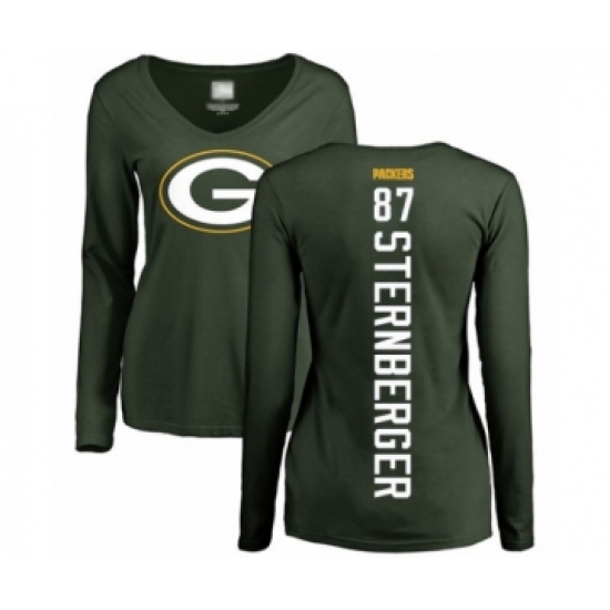 Football Women's Green Bay Packers #87 Jace Sternberger Green Backer Long Sleeve T-Shirt