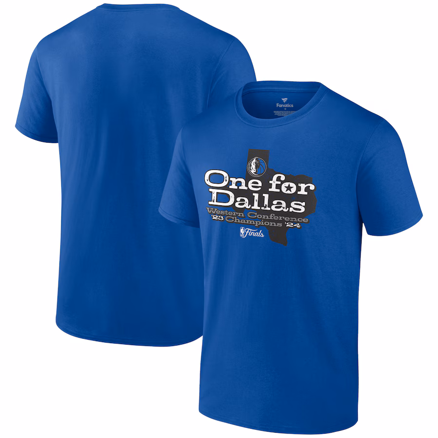 Men's Dallas Mavericks Fanatics Blue 2024 Western Conference Champions Layup Drill T-Shirt