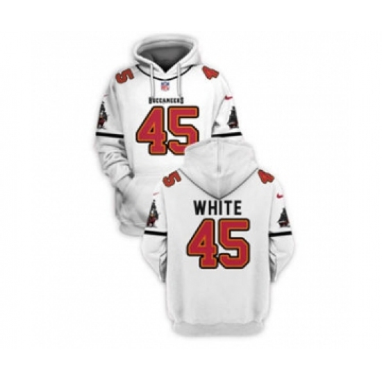 Men's Tampa Bay Buccaneers #45 Devin White 2021 White Pullover Football Hoodie
