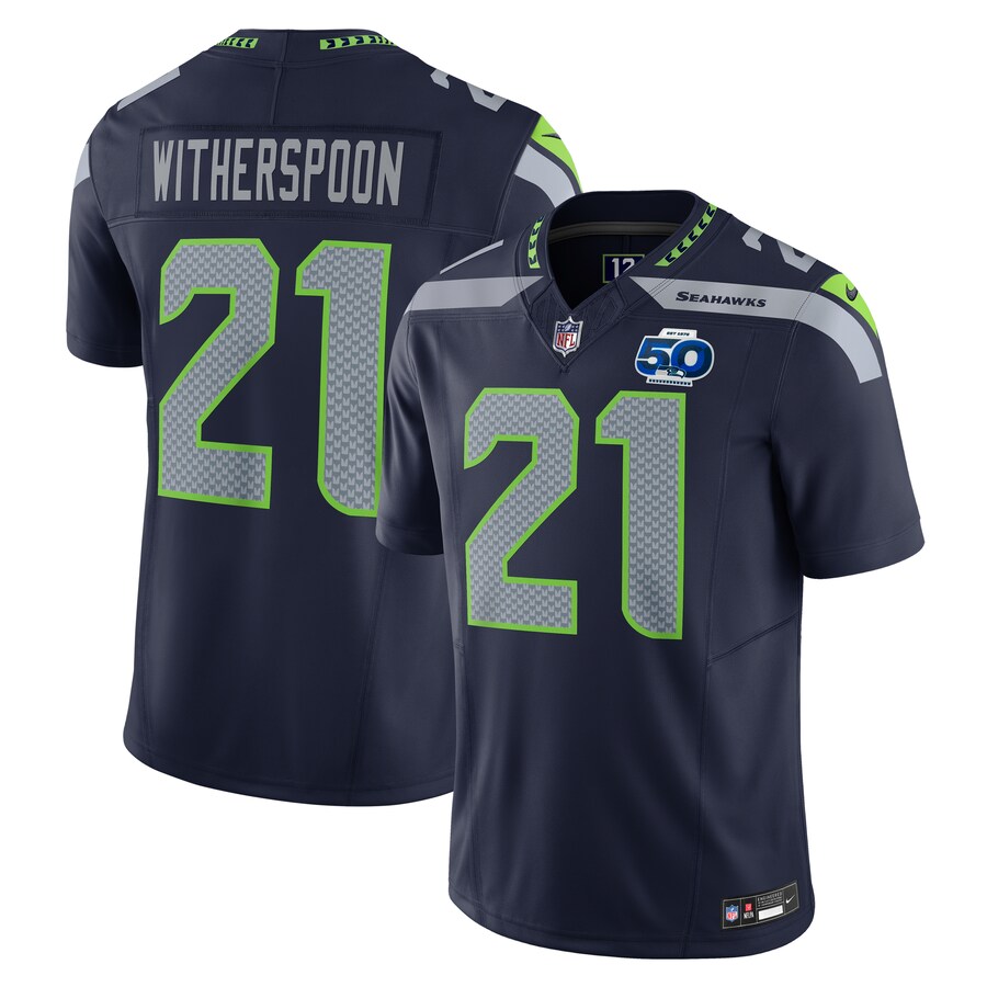 Men's Seattle Seahawks Devon Witherspoon Nike College Navy Team 50th Season Vapor F.U.S.E. Limited Jersey