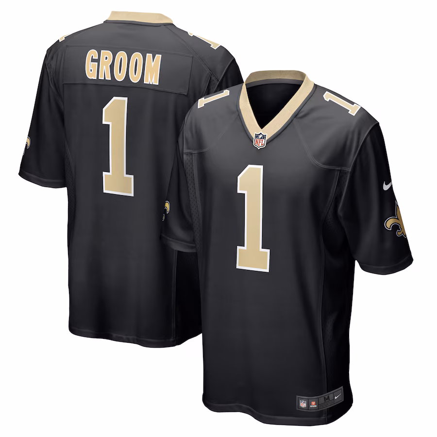 Men's New Orleans Saints Number 1 Groom Nike Black Game Jersey
