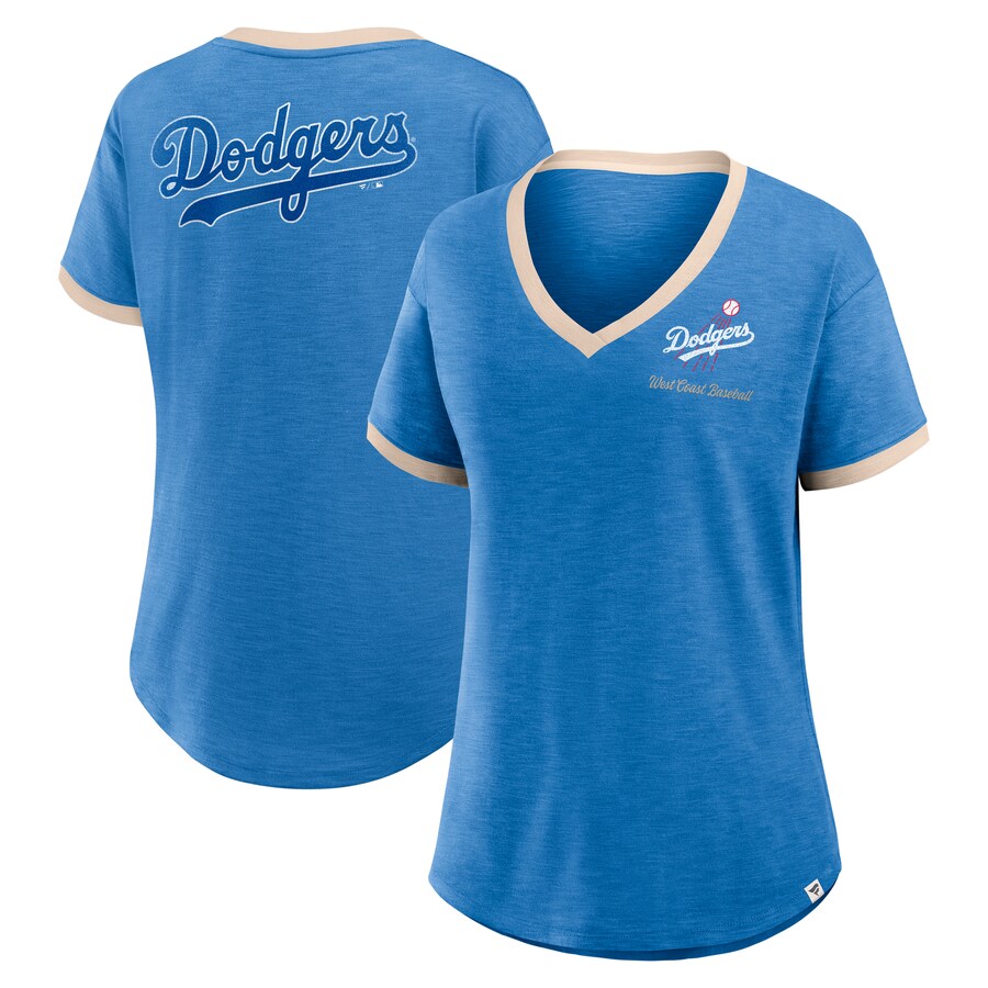 Women's Los Angeles Dodgers Fanatics Royal Binge Worthy Stadium Slub V-Neck T-Shirt