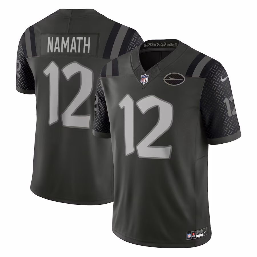 Men's New York Jets Joe Namath Nike Gotham Green 2025 Rivalries Collection Retired Player Limited Jersey