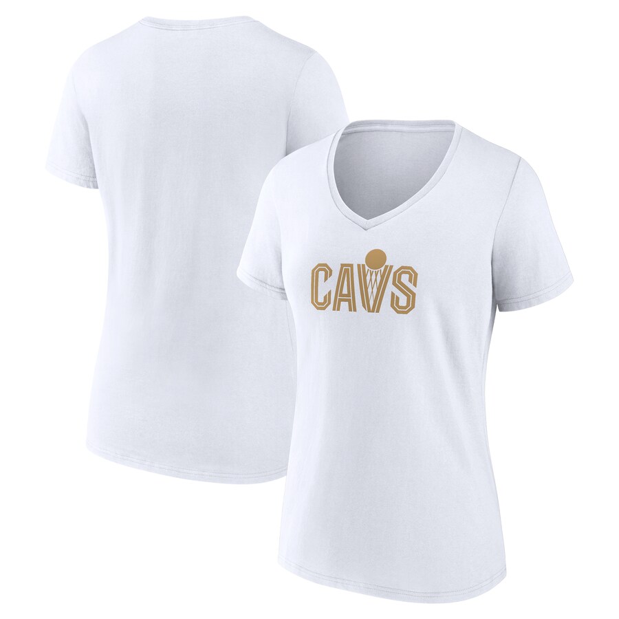 Women's Cleveland Cavaliers White Wordmark V-Neck T-Shirt