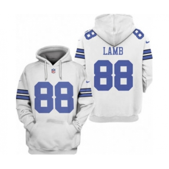 Men's Dallas Cowboys #88 CeeDee Lamb 2021 White Pullover Football Hoodie