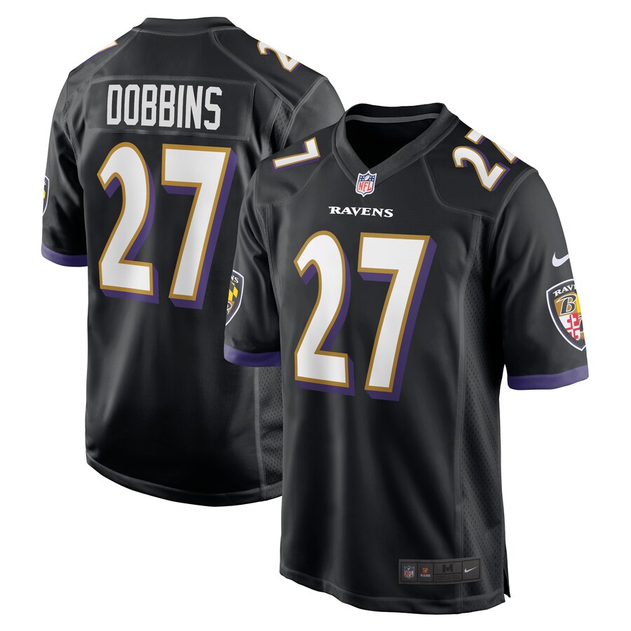 Men's Baltimore Ravens J.K. Dobbins Nike Black Alternate Game Jersey