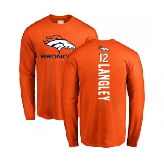 Football Denver Broncos #12 Brendan Langley Orange Backer Long Sleeve T-Shirt