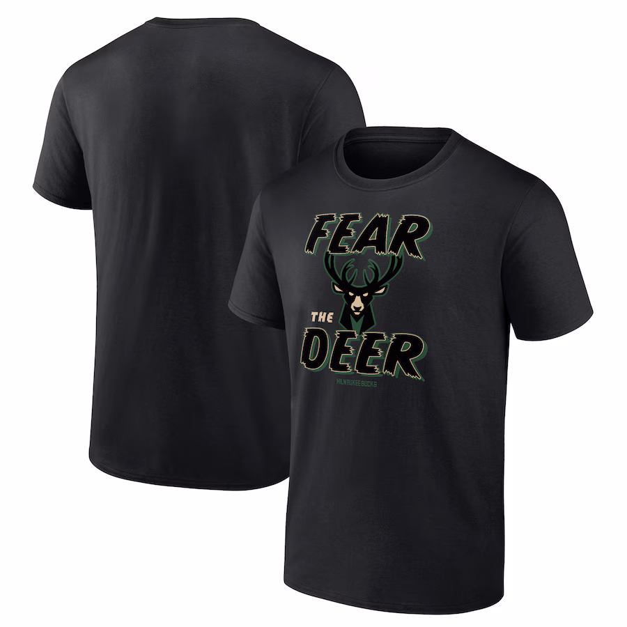 Men's Milwaukee Bucks  Black Hometown Collection Fear The Deer T-Shirt