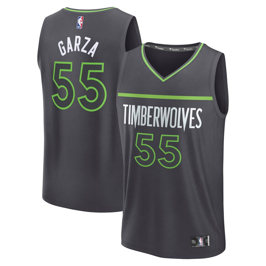 Men's Minnesota Timberwolves Luka Garza Fanatics Charcoal Fast Break Replica Player Jersey - Statement Edition