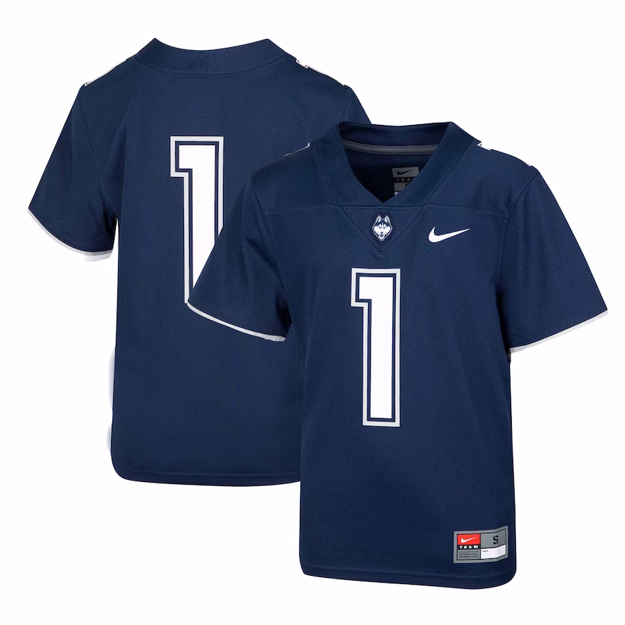 #1 UConn Huskies Nike Youth 1st Armored Division Old Ironsides Untouchable Football Jersey - Navy