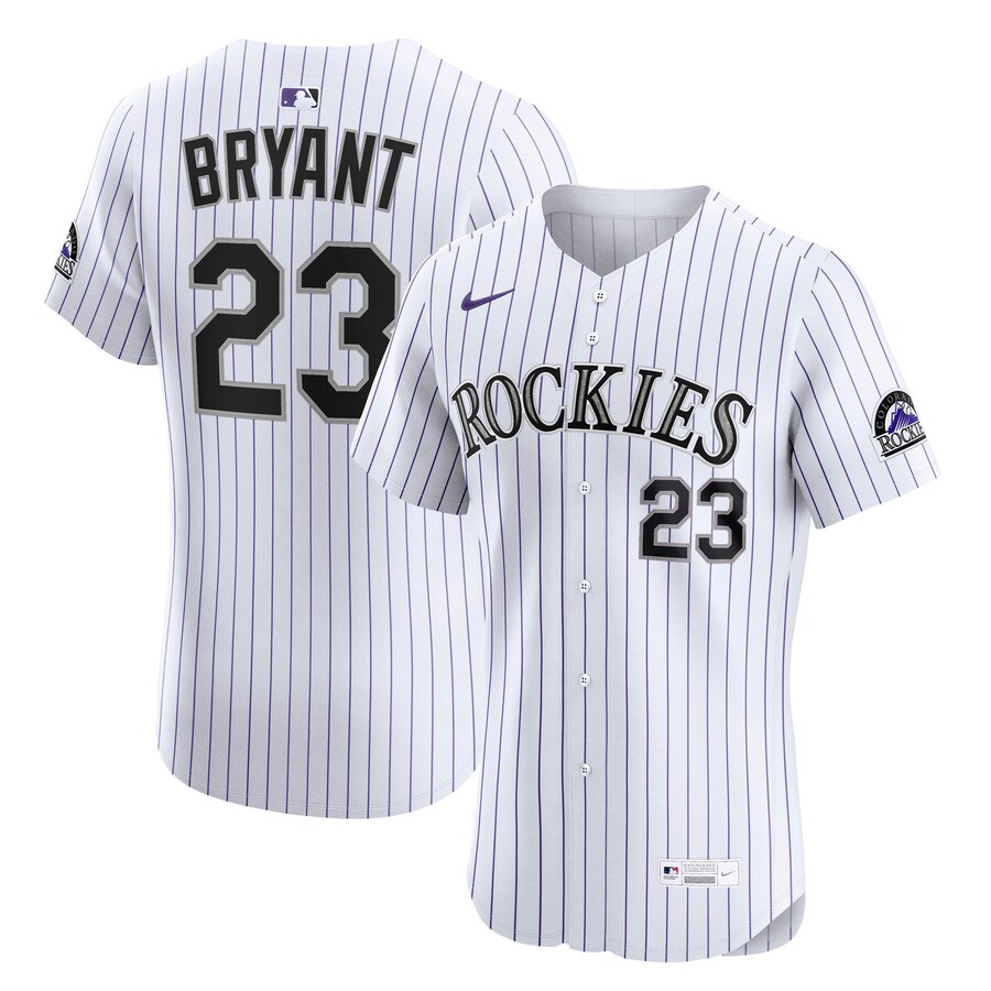 Men's Colorado Rockies Kris Bryant Nike White Home Elite Player Jersey