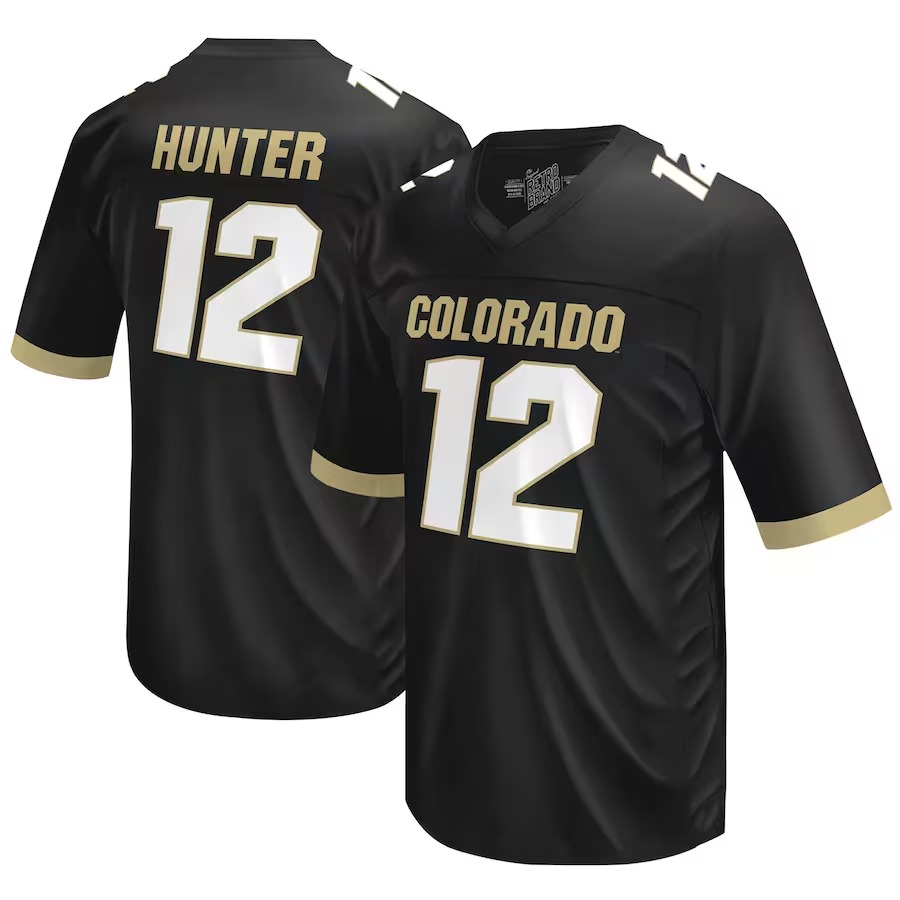 Travis Hunter Colorado Buffaloes Original Retro Brand  NIL Football Player Jersey – Black