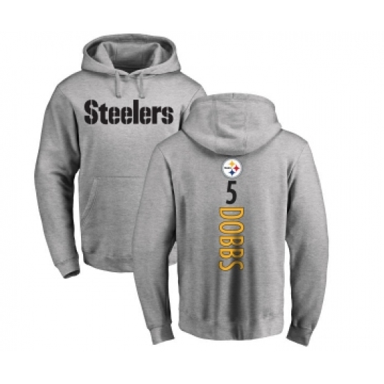 Football Pittsburgh Steelers #5 Joshua Dobbs Ash Backer Pullover Hoodie