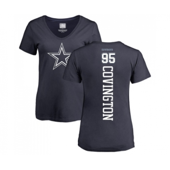 Football Women's Dallas Cowboys #95 Christian Covington Navy Blue Backer T-Shirt