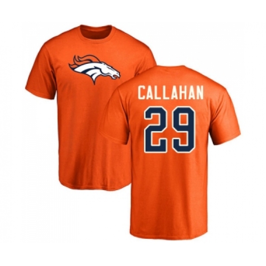 Football Denver Broncos #29 Bryce Callahan Orange Name & Number Logo T-Shirt