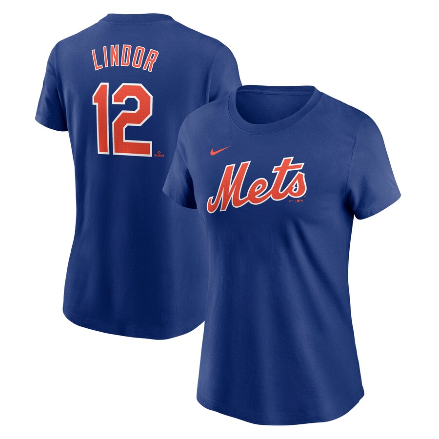 Women's New York Mets Francisco Lindor Nike Royal Fuse Name & Number T-Shirt