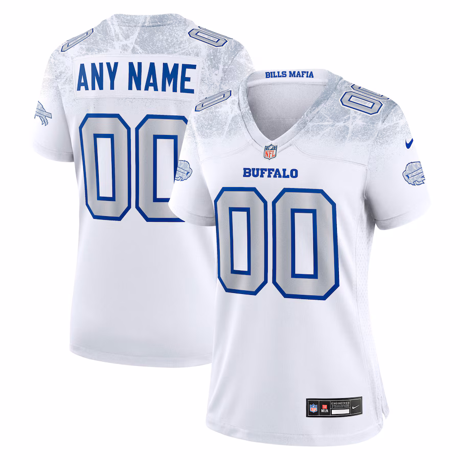 Women's Buffalo Bills Nike White 2025 Rivalries Collection Custom Game Jersey