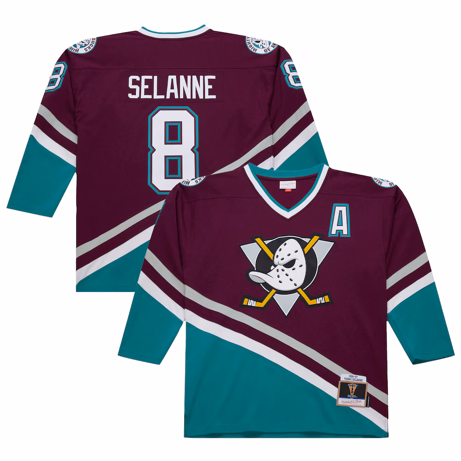 Men's Anaheim Ducks Teemu Selanne Purple 1996-97 Power Play Jersey