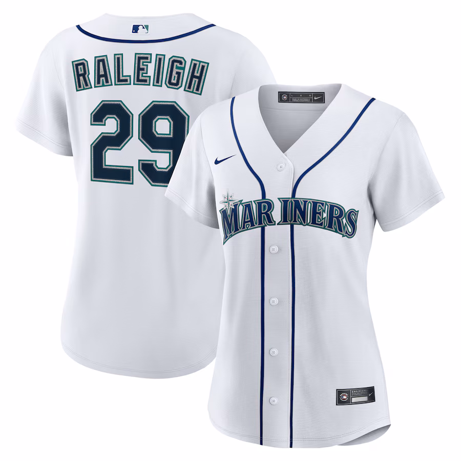 Women's Seattle Mariners Cal Raleigh Nike White Home Replica Jersey
