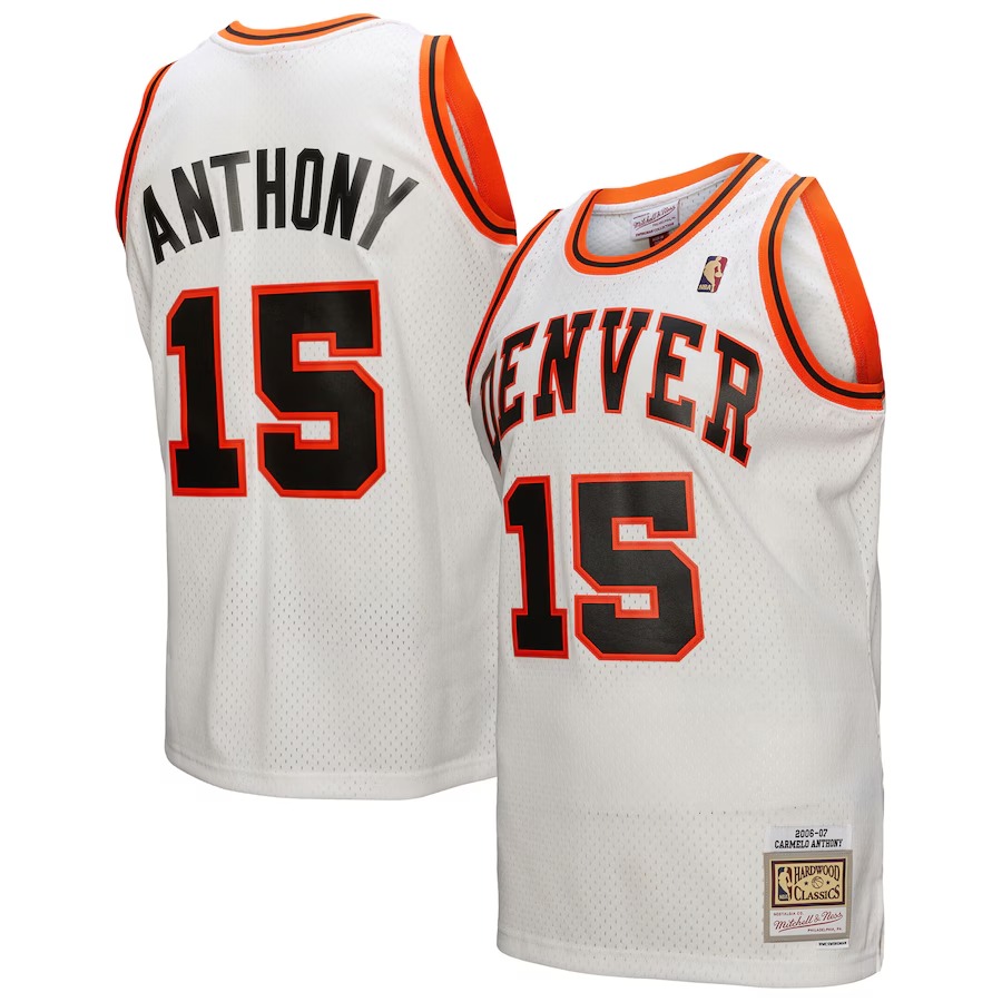 Men's Denver Nuggets Carmelo Anthony Mitchell & Ness White 2006/07 Swingman Jersey