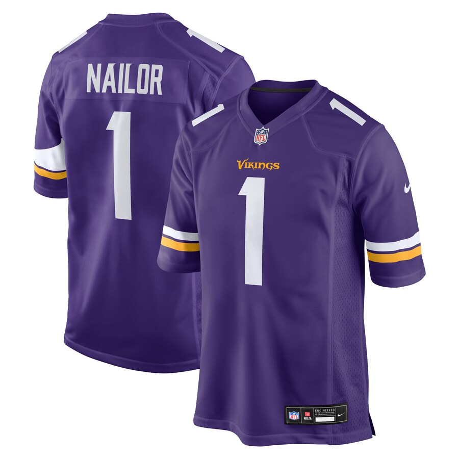 Men's Minnesota Vikings Jalen Nailor Nike Purple Team Game Jersey
