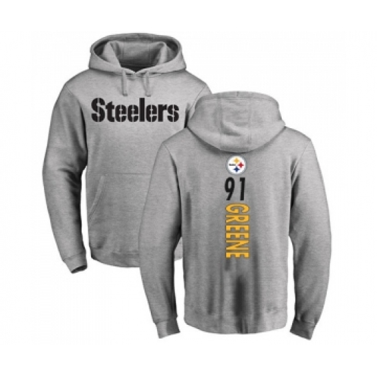 Football Pittsburgh Steelers #91 Kevin Greene Ash Backer Pullover Hoodie