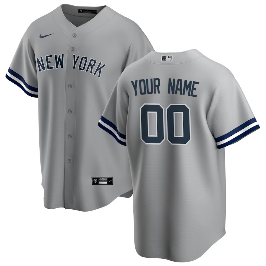 Men's New York Yankees Nike Gray Road Replica Custom Jersey