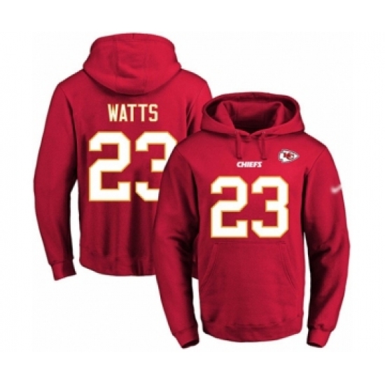 Football Men's Kansas City Chiefs #23 Armani Watts Red Name & Number Pullover Hoodie