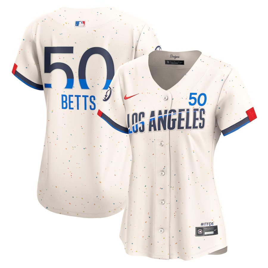 Women's Los Angeles Dodgers Mookie Betts Nike Cream 2024 City Connect Limited Player Jersey