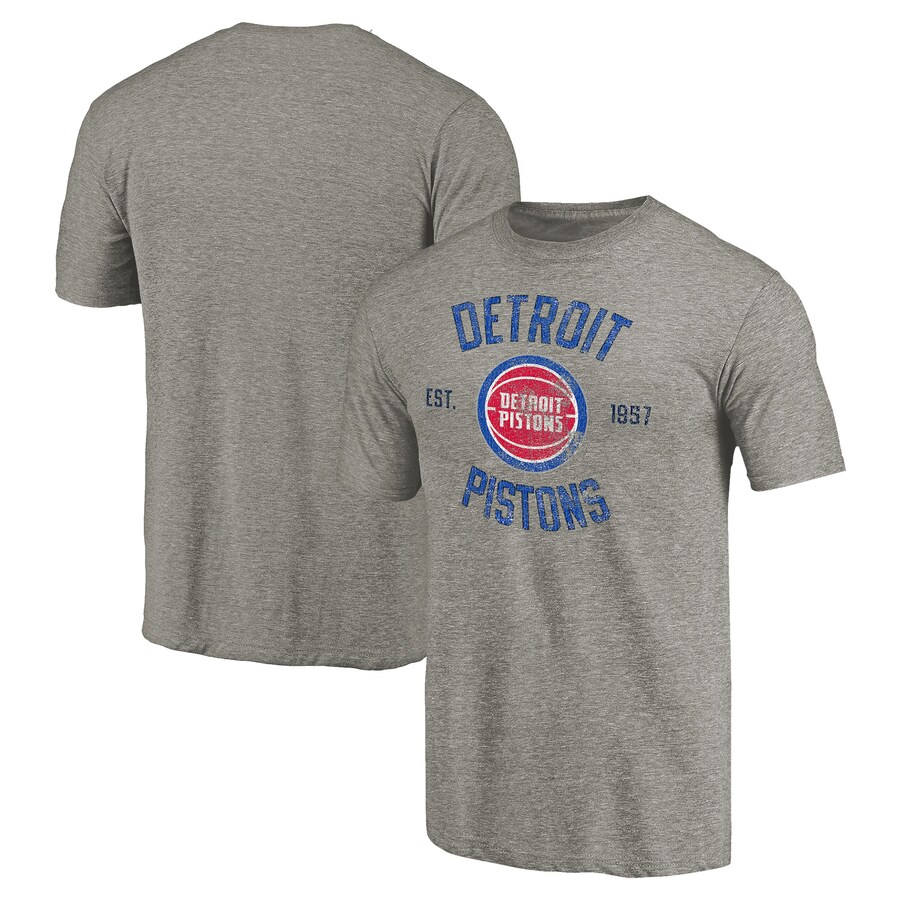 Men's Detroit Pistons Gray Team Heritage Tri-Blend T-Shirt