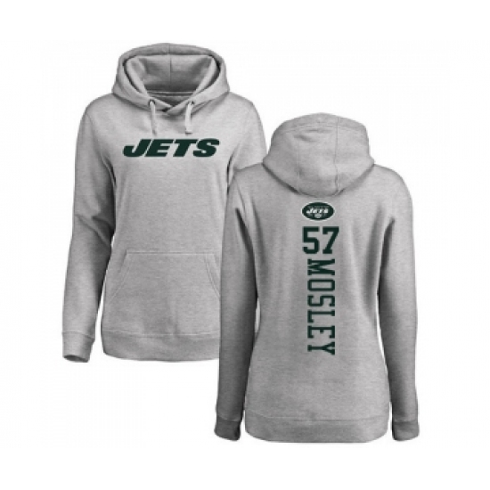 Football Women's New York Jets #57 C.J. Mosley Ash Backer Pullover Hoodie