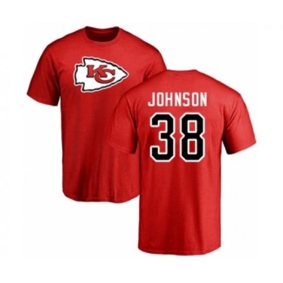 Football Kansas City Chiefs #38 Dontae Johnson Red Name & Number Logo T-Shirt