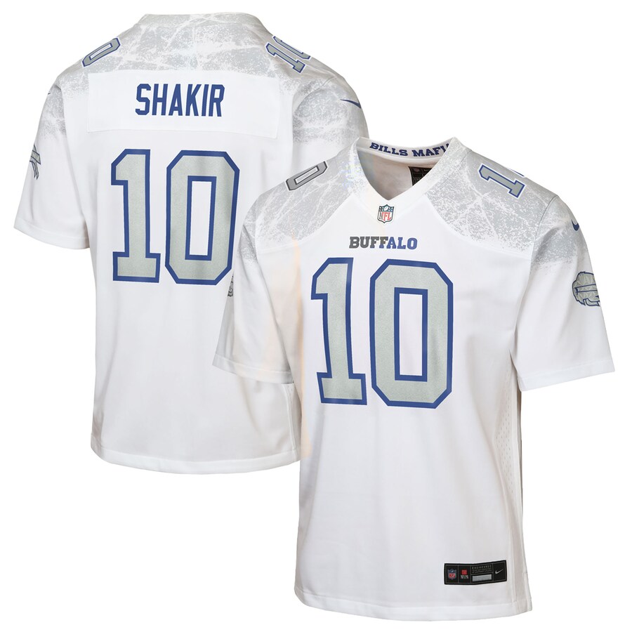 Youth Buffalo Bills Khalil Shakir Nike White 2025 Rivalries Collection Game Jersey