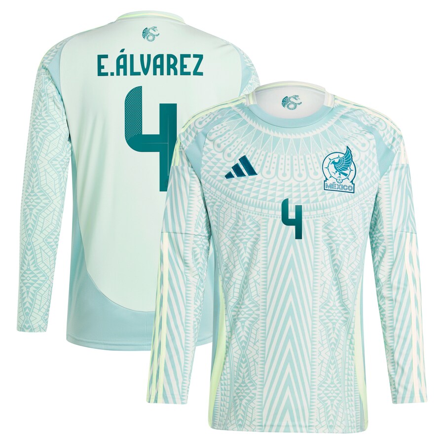 Men's Mexico National Team Edson Alvarez adidas Green 2024 Away Replica Player Long Sleeve Jersey