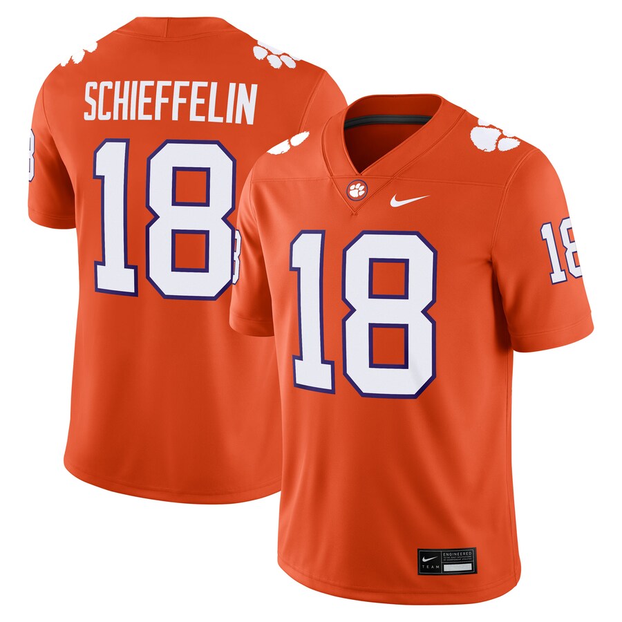 Men's Nike Ian Schieffelin Orange Clemson Tigers NIL Football Game Jersey