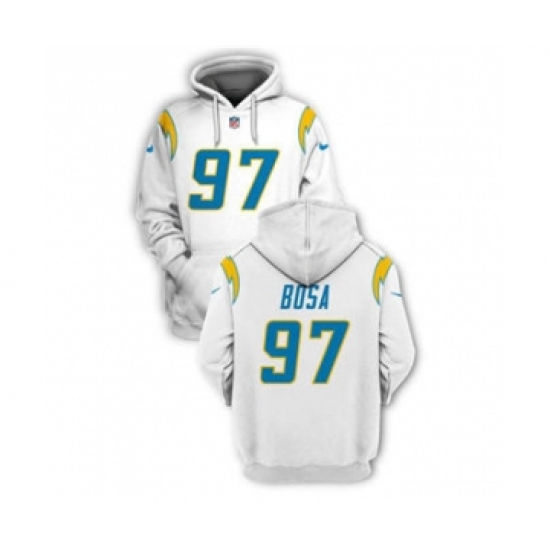 Men's Los Angeles Chargers #97 Joey Bosa 2021 White Pullover Football Hoodie