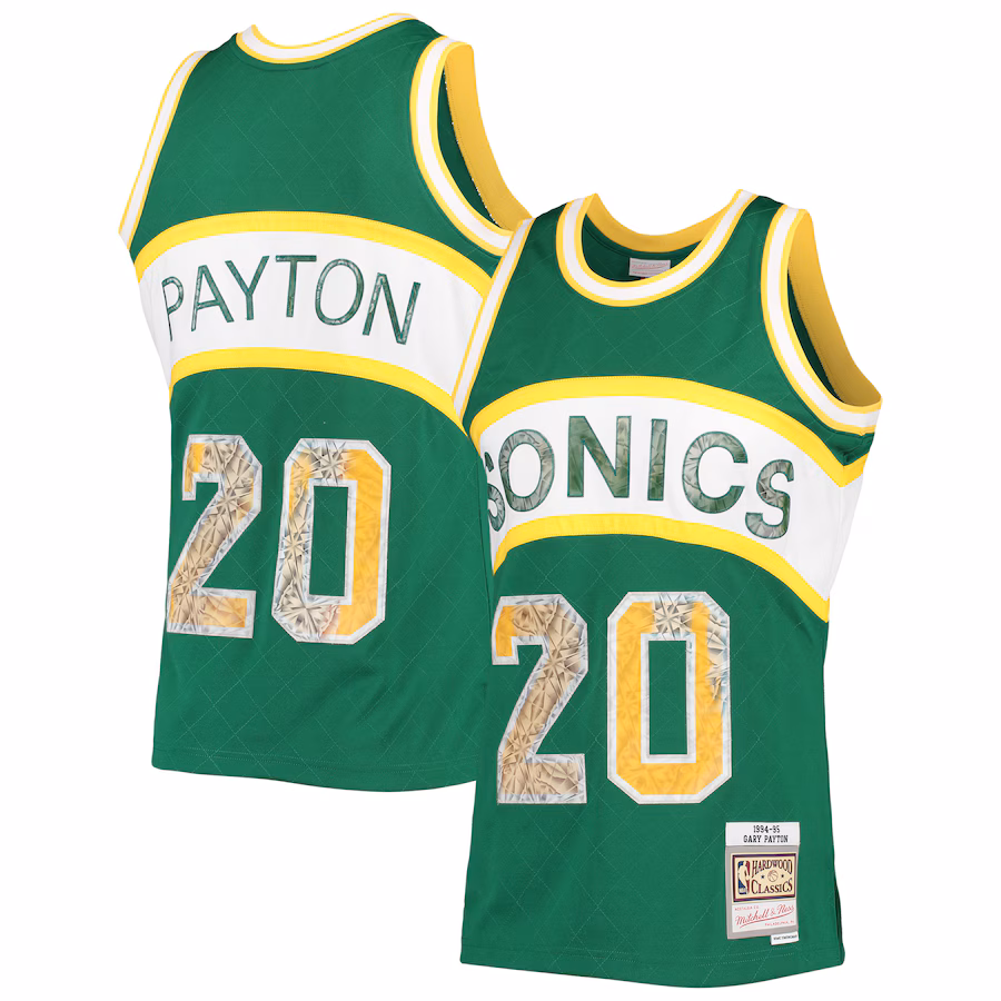 Men's Seattle SuperSonics Gary Payton Mitchell & Ness Green 1994/95 Hardwood Classics NBA 75th Anniversary Diamond Swingman Jersey