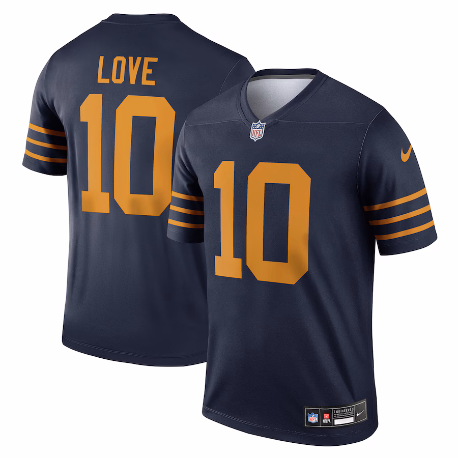 Men's Green Bay Packers Jordan Love Nike Navy The 1923 Classic Legend Player Dri-FIT Top