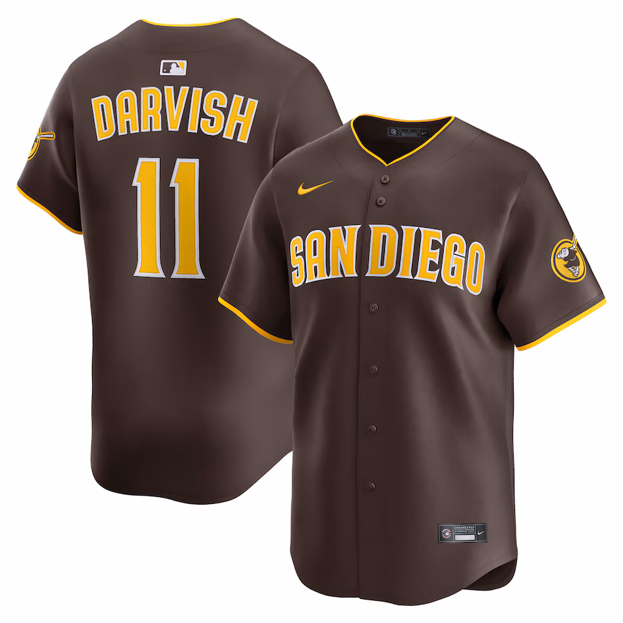 Men's San Diego Padres Yu Darvish Nike Brown Road Limited Player Jersey