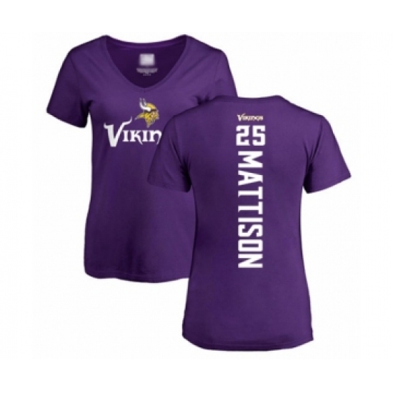 Football Women's Minnesota Vikings #25 Alexander Mattison Purple Backer Slim Fit T-Shirt