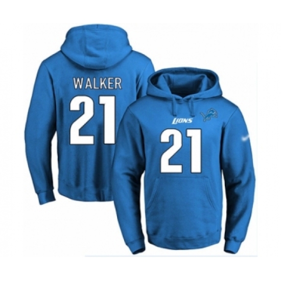 Football Men's Detroit Lions #21 Tracy Walker Blue Name & Number Pullover Hoodie