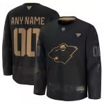 Men's Minnesota Wild Fanatics Black 2024 Military Appreciation Personalized Long Sleeve Practice Jersey