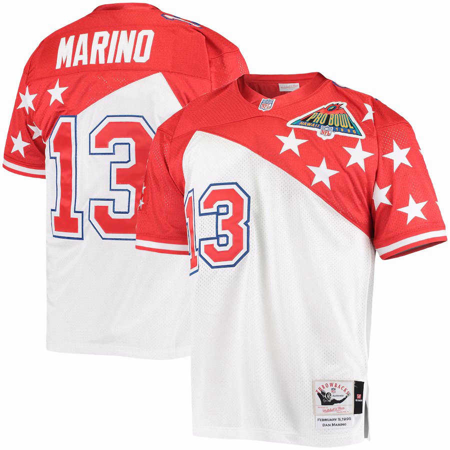 Men's AFC Dan Marino Mitchell & Ness White/Red 1994 Pro Bowl Authentic Jersey
