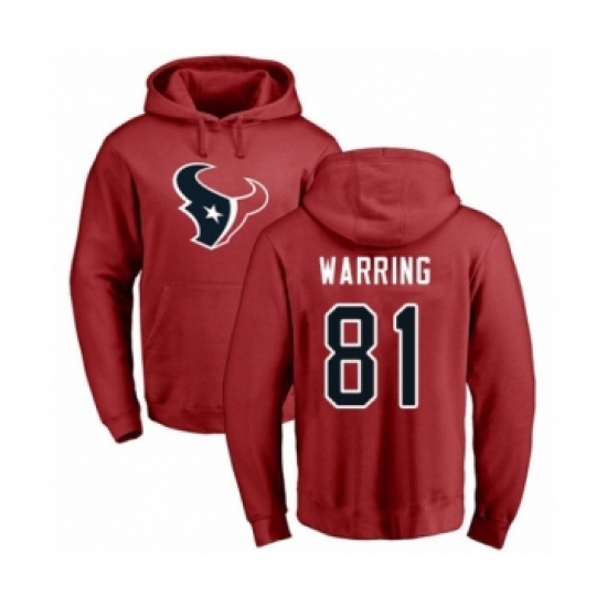 Football Houston Texans #81 Kahale Warring Red Name & Number Logo Pullover Hoodie
