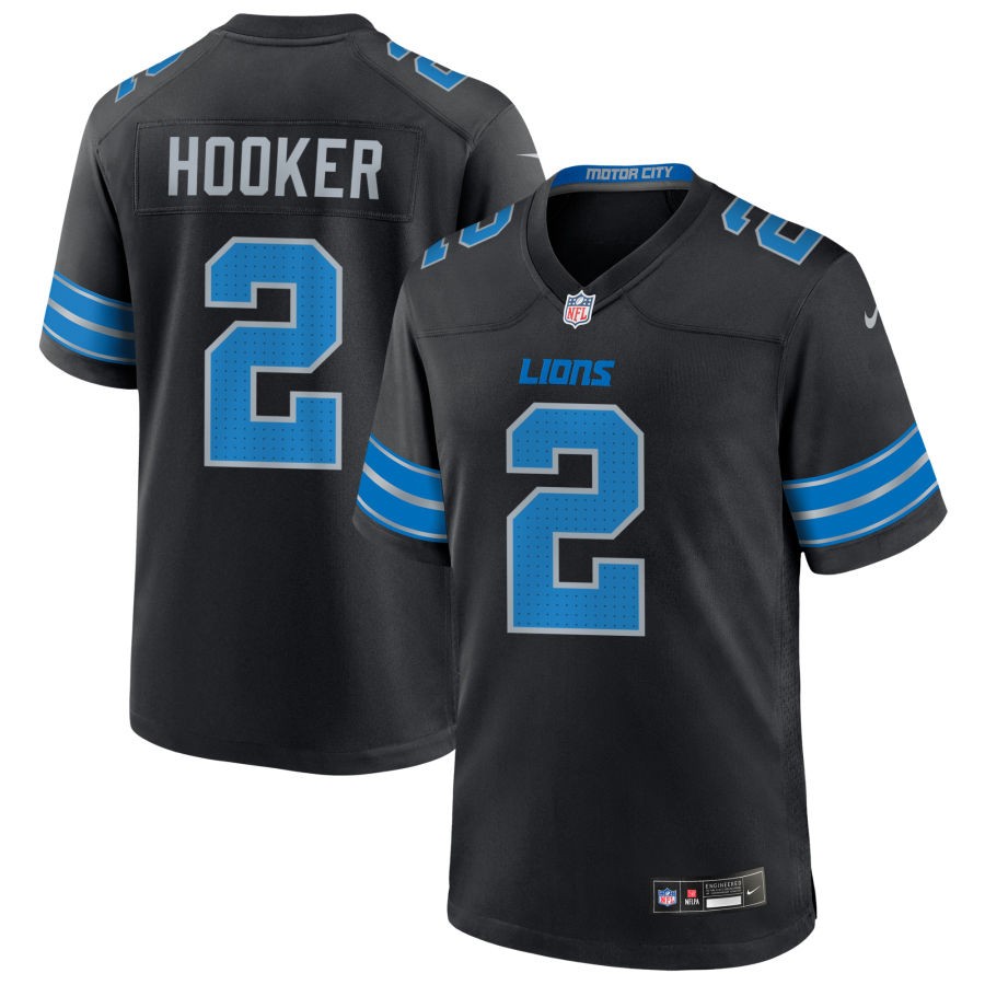 Men's Nike Hendon Hooker Black Detroit Lions Game Jersey
