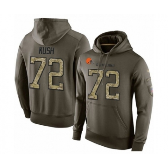 Football Men's Cleveland Browns #72 Eric Kush Green Salute To Service Pullover Hoodie