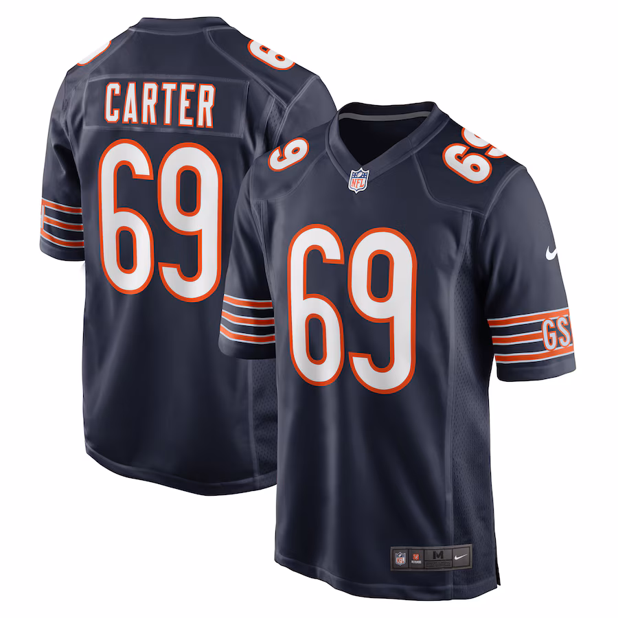 Men's Chicago Bears Ja'Tyre Carter Nike Navy Game Player Jersey