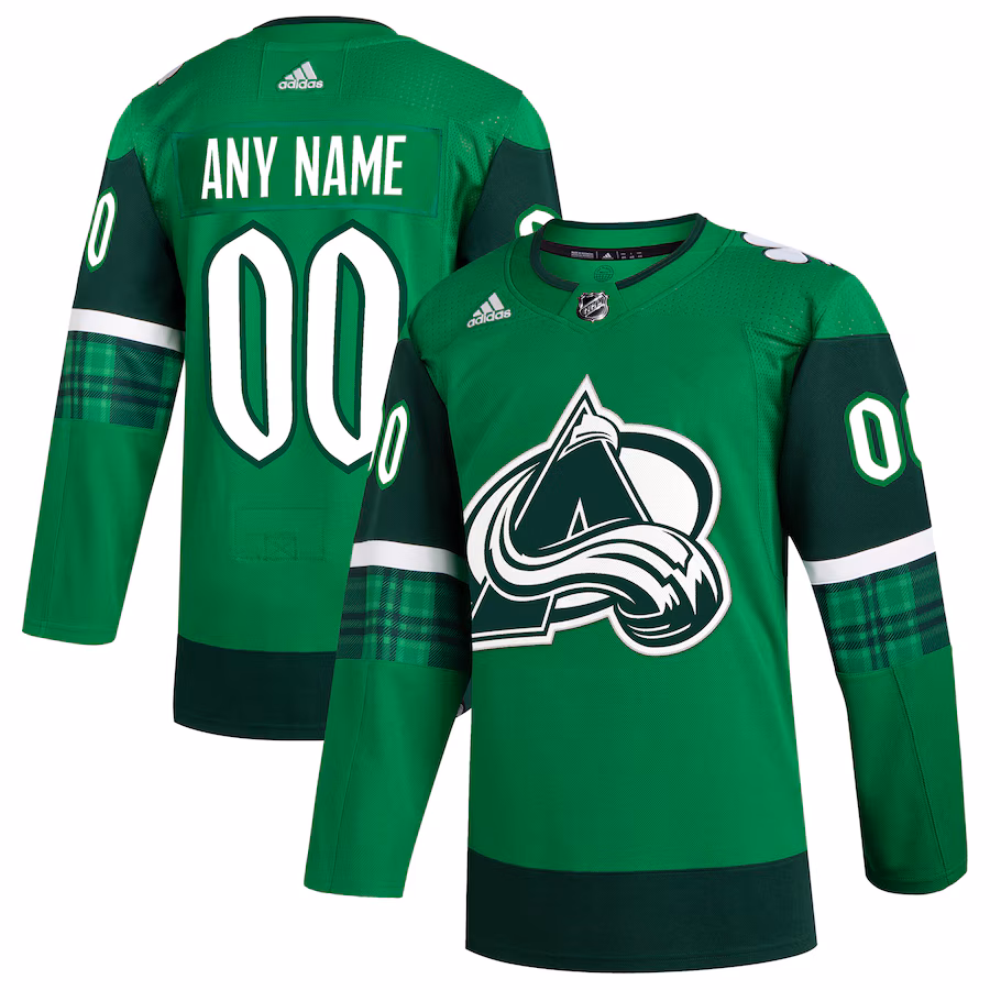 Men's Colorado Avalanche adidas Kelly Green St. Patrick's Day Authentic Custom Jersey