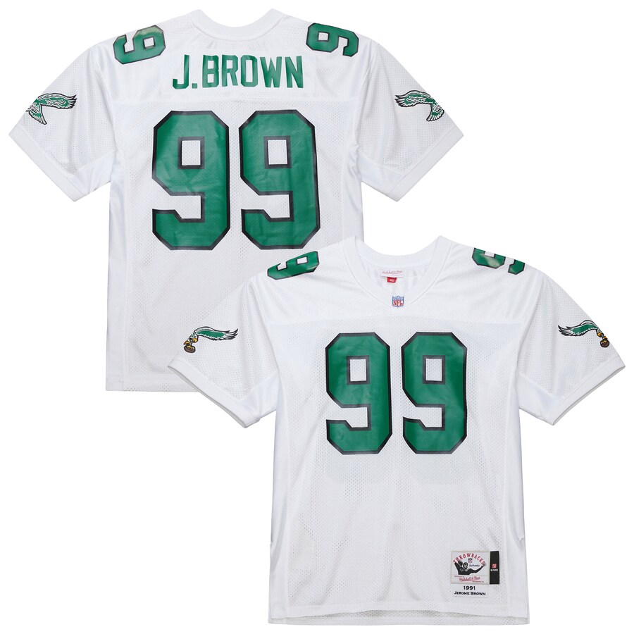 Men's Philadelphia Eagles Jerome Brown Mitchell & Ness White 1991 Authentic Throwback Retired Player Jersey