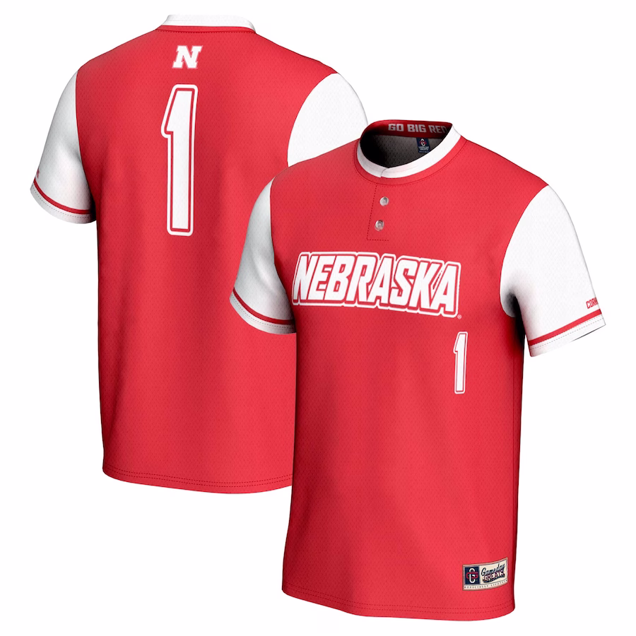 #1 Nebraska Huskers GameDay Greats Youth Lightweight Softball Jersey - Scarlet
